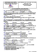 Đề thi học kỳ I môn Hóa học Lớp 12 (Nâng cao) - Năm học 2019-2020 - Trường THPT Lê Quý Đôn